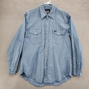 Wrangler Pearlsnap Cowboy Cut Western Firm Finish Work Shirt Mens Large